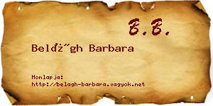 Belágh Barbara névjegykártya